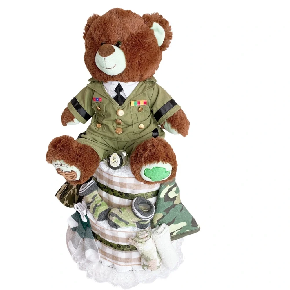 Teddy Bear Military Diaper Cake